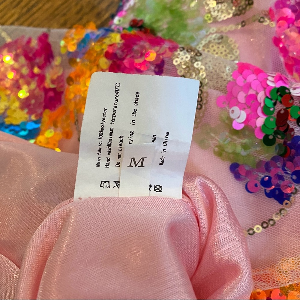 Pink Floral Sequin Slip Dress - Picture 10 of 11